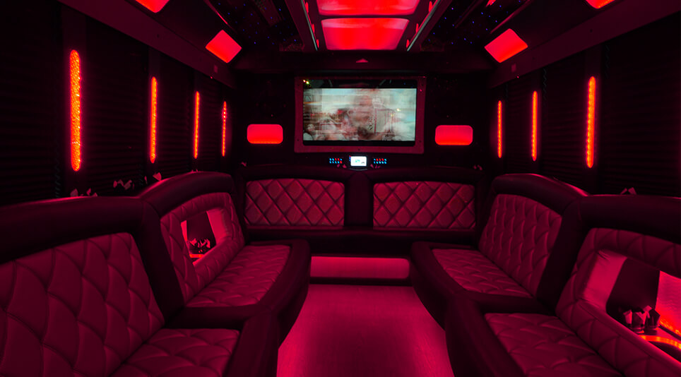 Party bus rentals with LED lights