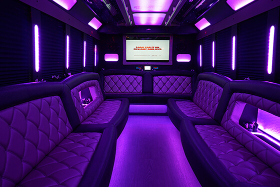 Spacious limo bus interior