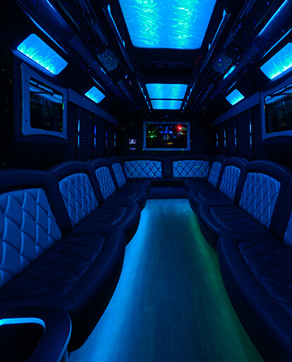 Large party bus interior