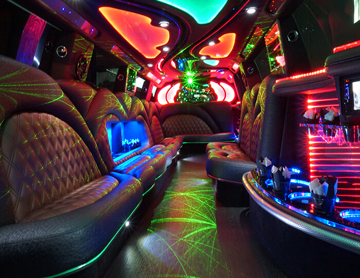 Inside a luxurious vehicle